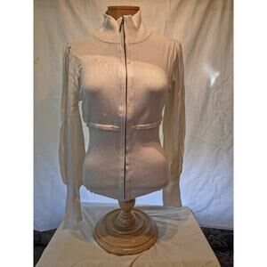 Marc Bouwer Cream Zip Sweater Top Medium